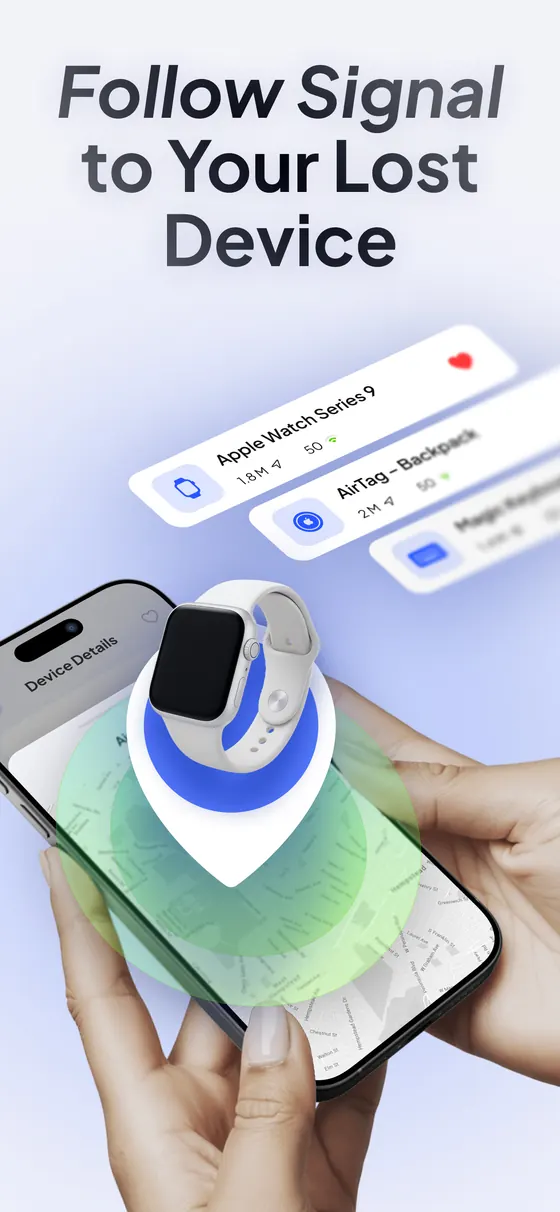 BlueKit guiding you to a lost Apple Watch by following its Bluetooth signal